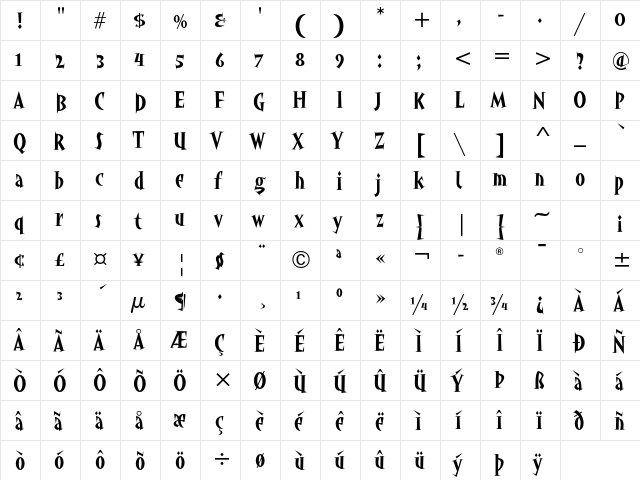 Angryhog ITC Std Regular  glyph index