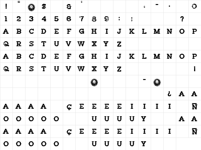 Rebel Hero Regular  glyph index
