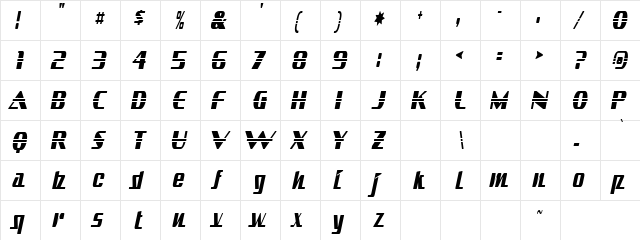 QuitisQup Regular  glyph index