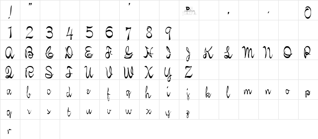 KellyBrown Regular  glyph index