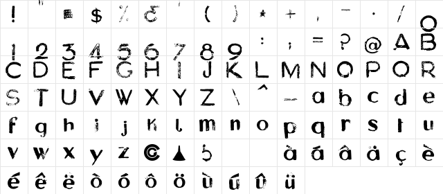 Asylum Regular  glyph index
