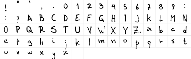 Old Sharpie Regular  glyph index
