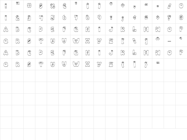 LD Jubilee Regular  glyph index