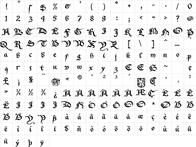 Xenippa Regular  glyph index