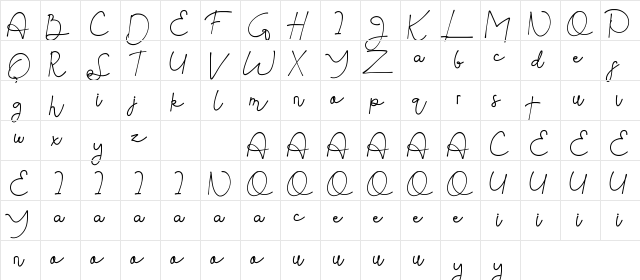 Mad Galaxy Demo Script Regular  glyph index