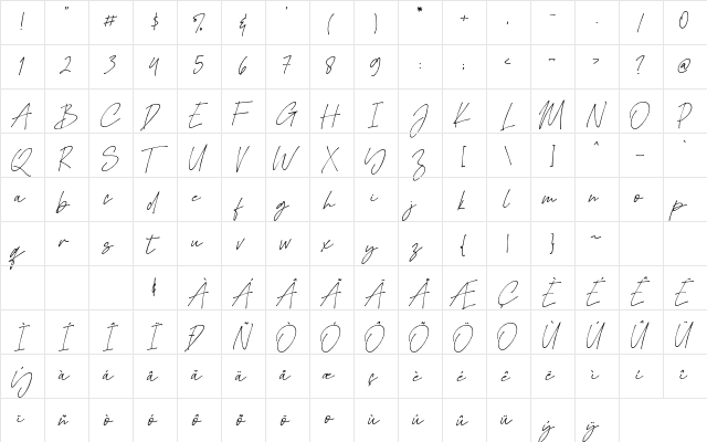 Merantau Regular  glyph index