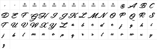 Safira Shine Personal Use Regular  glyph index