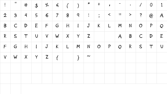 American_Grunge Medium  glyph index