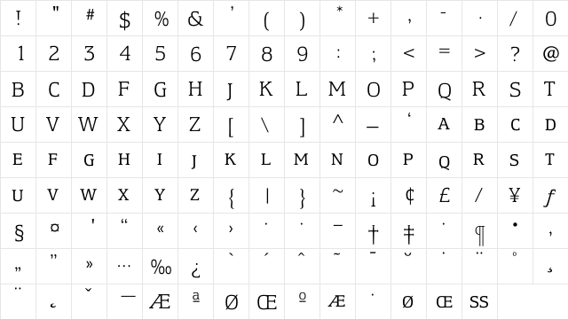 EquestrienneLightExpert Regular  glyph index