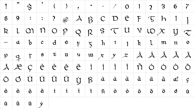 Wintanceastre DEMO Regular  glyph index