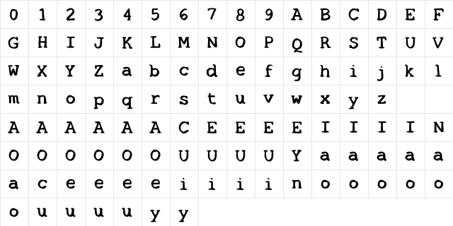 Hold Regular  glyph index