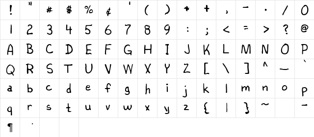 James Regular  glyph index