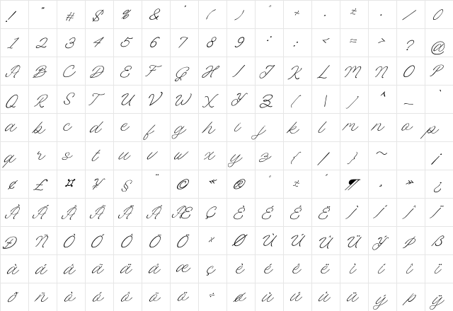 Groovy Italic Regular  glyph index