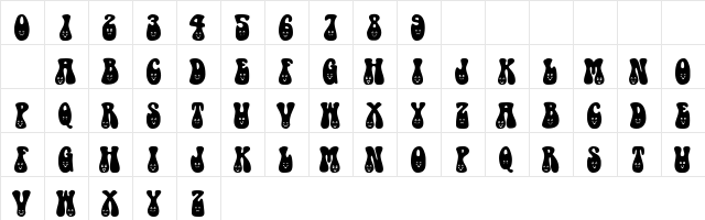 101! One HappY Font Regular  glyph index