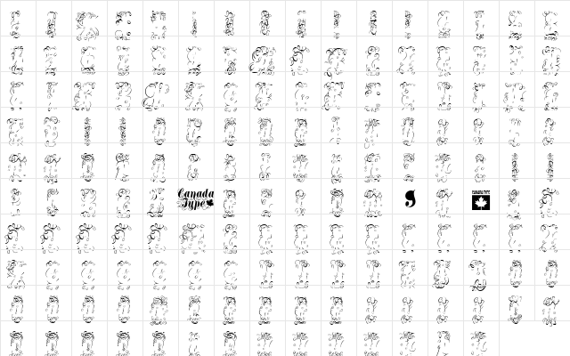 Treasury System BF Regular  glyph index
