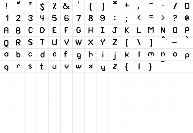 Venom Bold  glyph index