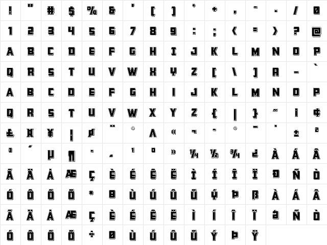 Buchanan Punch Regular  glyph index