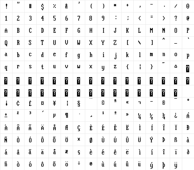 Flexi IBM VGA True Regular  glyph index