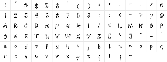 LD PeekABoo Regular  glyph index