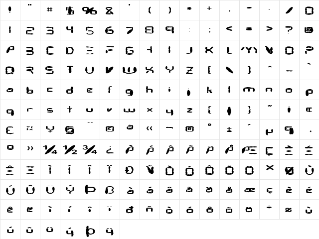 FZ DIGITAL 7 MANGLED EX Normal  glyph index