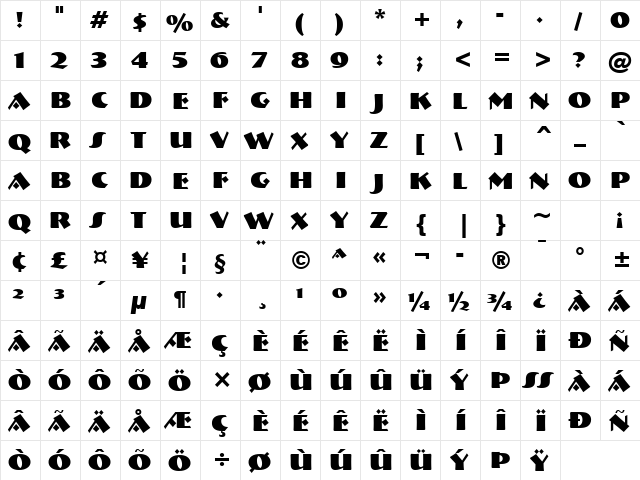 Bremen Blk BT Black  glyph index