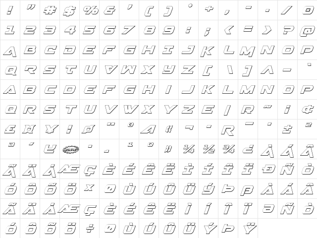 Gemina 3D Italic Italic  glyph index