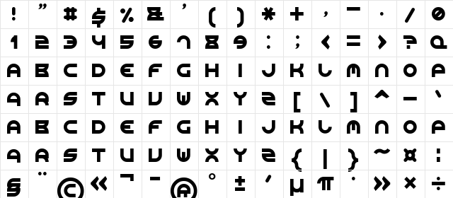 Rounded Line 7 Regular  glyph index
