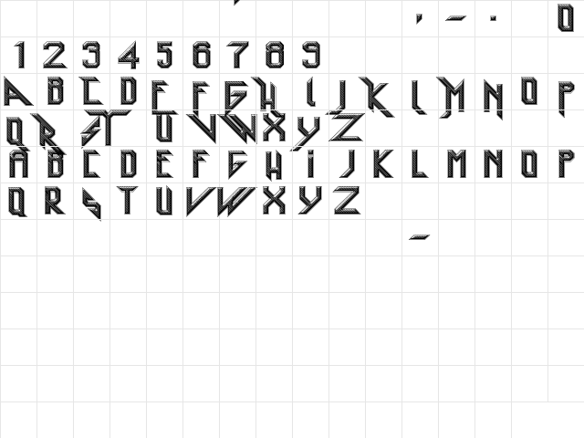Heavy Metal Rocking Regular  glyph index