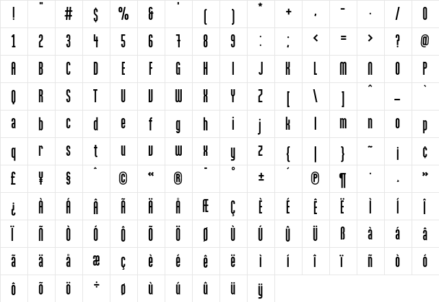 MartenGrotesque Regular  glyph index