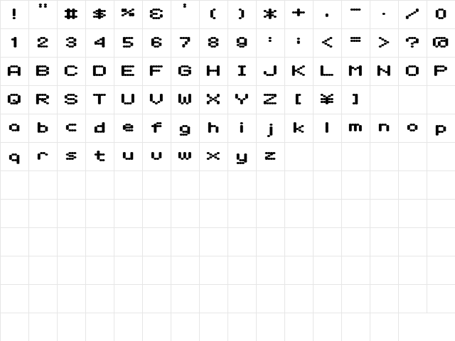 D3 Electronism Regular  glyph index