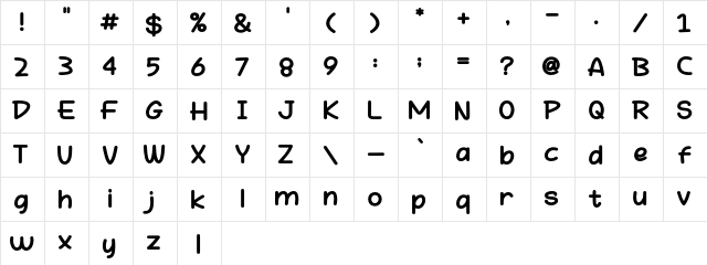 Hey Fun Regular  glyph index
