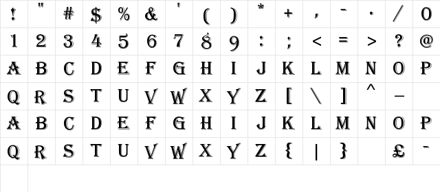 Stupido Regular  glyph index