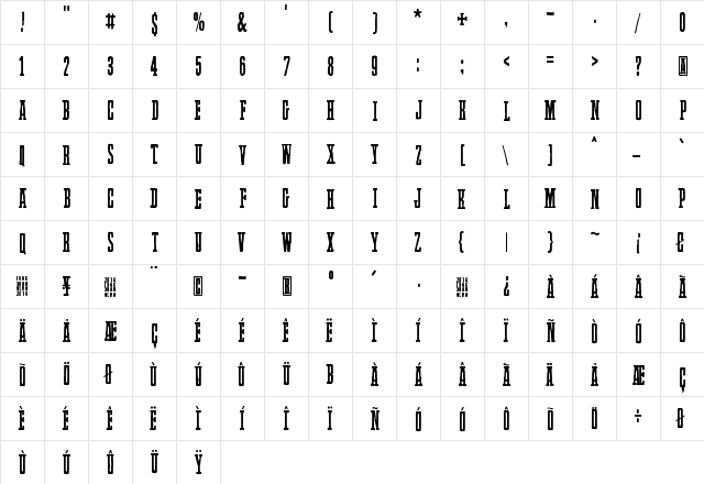 Llama Grazy Regular  glyph index