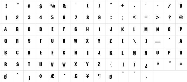 Machine-Light Regular  glyph index