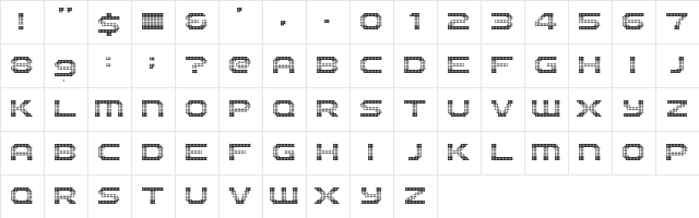 The 2K12 Regular  glyph index