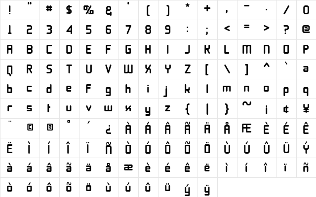 11S01 Black Tuesday Regular  glyph index