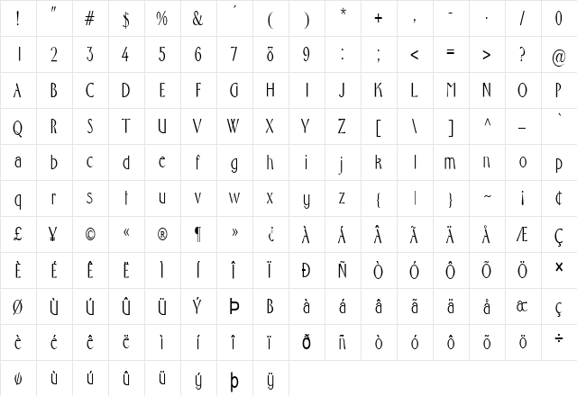 FZ BASIC 10 COND Normal  glyph index