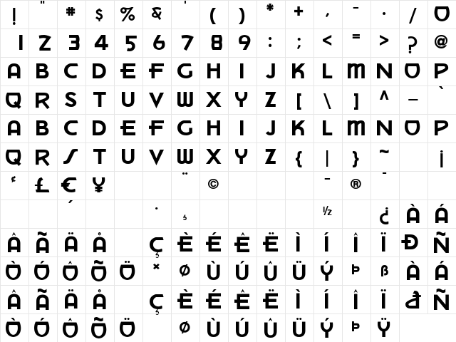 DryCleaners Regular  glyph index