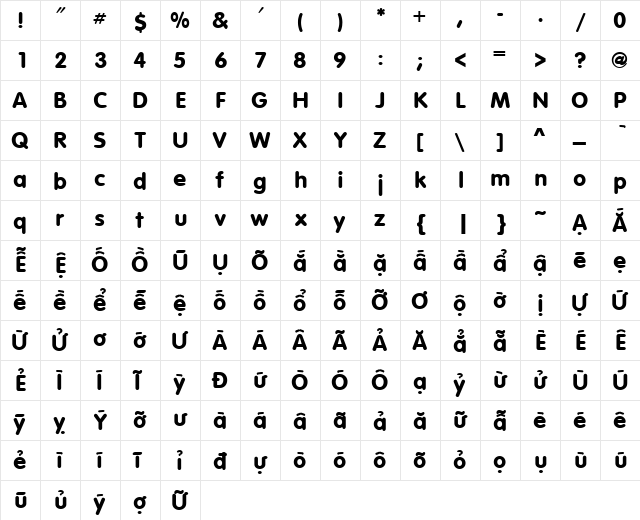 VI Hai Duong Normal  glyph index
