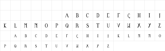 Times Decaying Romans Regular  glyph index