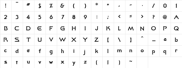 TrekkieSSk Regular  glyph index