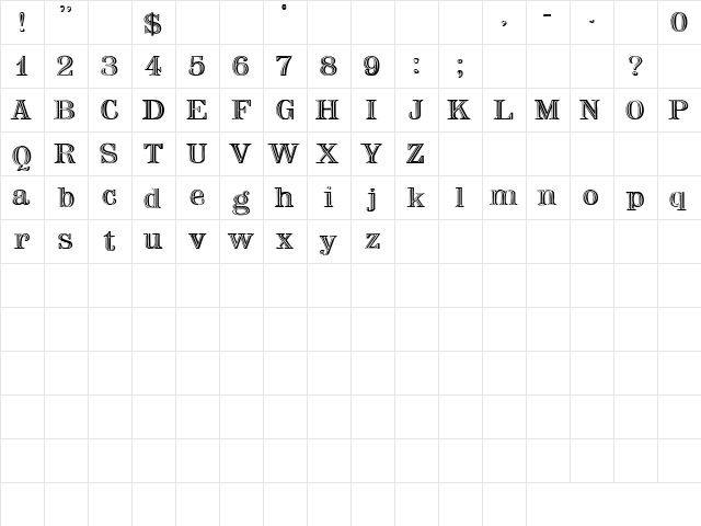 Lilac 4 Plain  glyph index