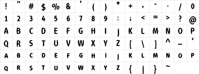 VTC Anglika Regular  glyph index