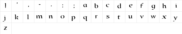 Davie's Roundhand Regular  glyph index