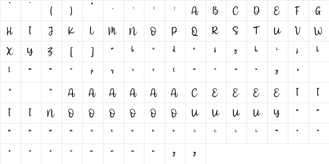 Raymond Personal Use  glyph index