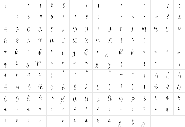 Haisley Regular  glyph index