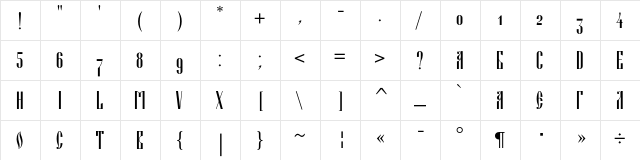 Blagovest Three Regular  glyph index