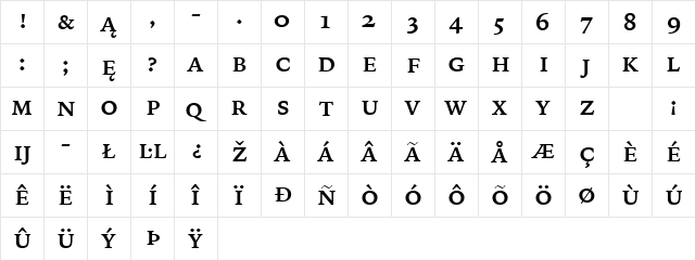IowanOldSt SmCap BT Bold Small Cap  glyph index