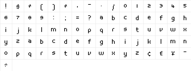 Stedelijk Regular  glyph index