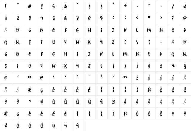 Heavy Relic Demo Regular  glyph index
